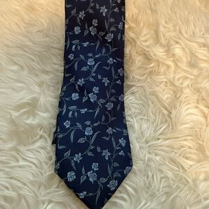 Joseph A. Banks Floral Patterned Blue Tie